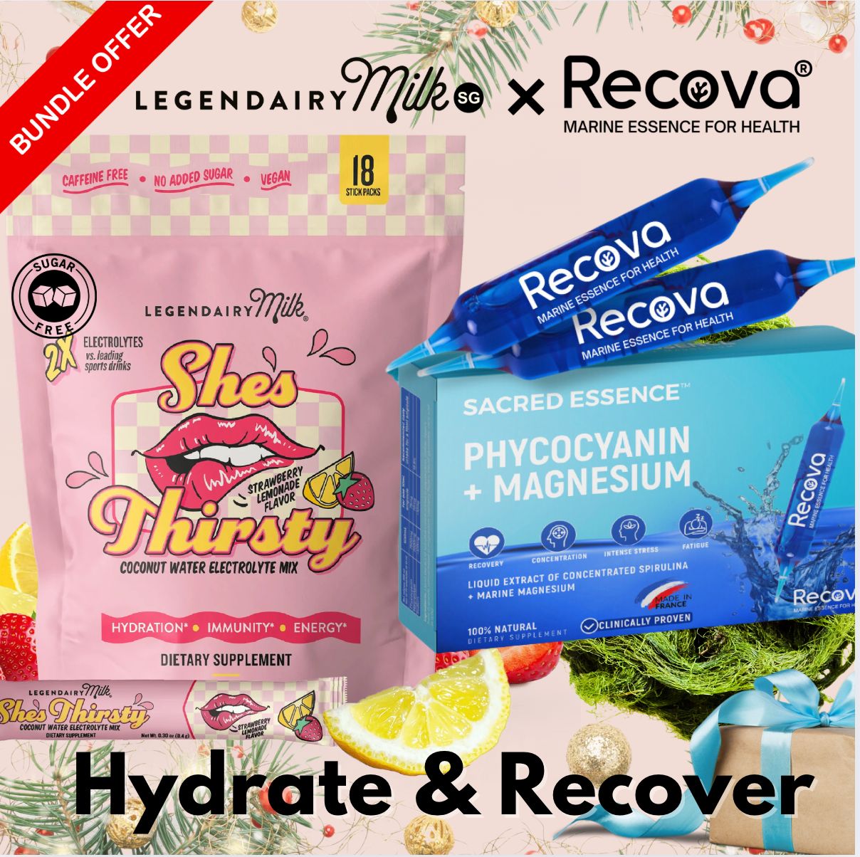 Hydrate & Recover Gift Set - Sacred Essence + She's Thirsty (Legendairy)